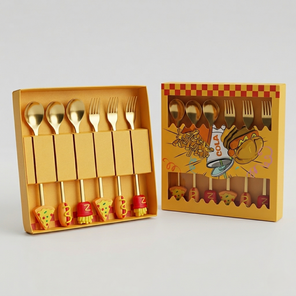 Golden Fun Fast Food Kids Cutlery Set 6 Pieces