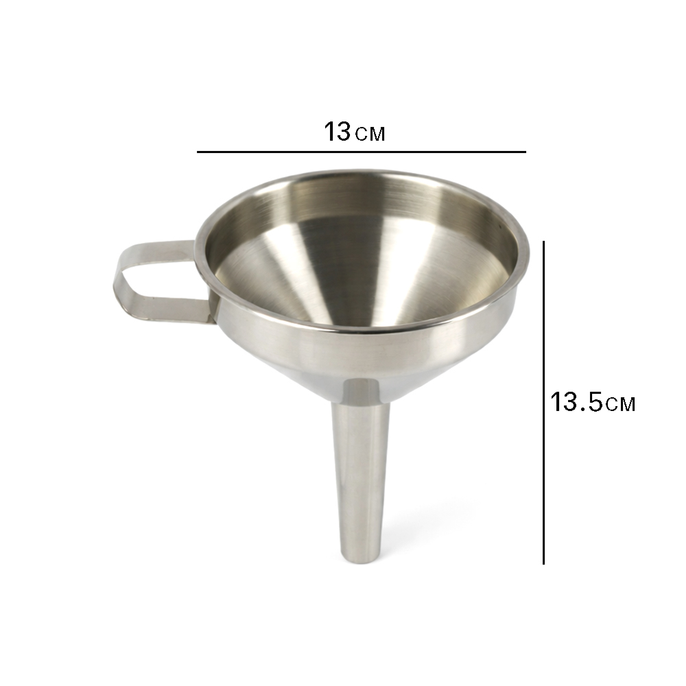 Stainless Steel Kitchen Funnel – Heavy Duty Liquid & Oil Transfer Funnel with Handle (13cm x 14cm)