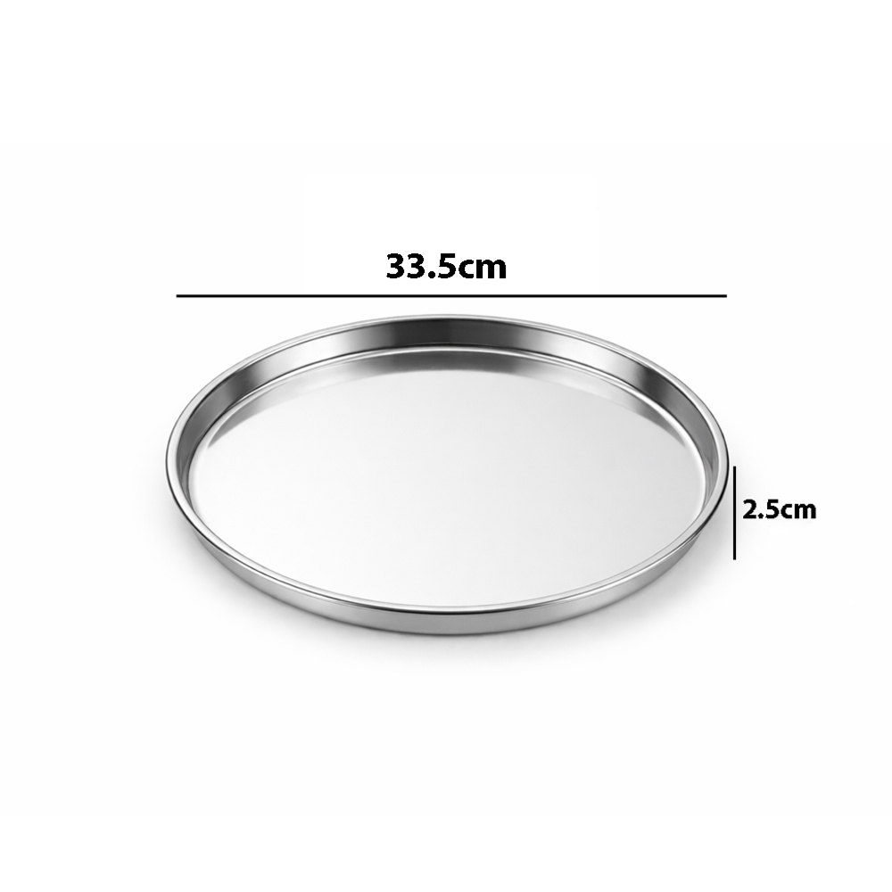 Premium Stainless Steel Round Dinner Plate 34cm – Heavy Duty Large Kitchen & Dining Food Serving Plate (34×2.5cm)