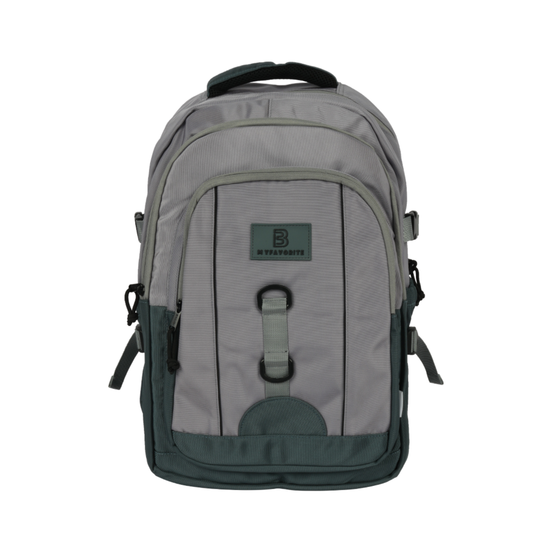 Premium Backpack - Dusty Green & Grey (Spacious)