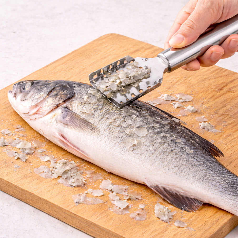 Stainless Steel Fish Scale Scraper Tool 19cm – Square Fish Scale Remover For Kitchen & Seafood Preparation