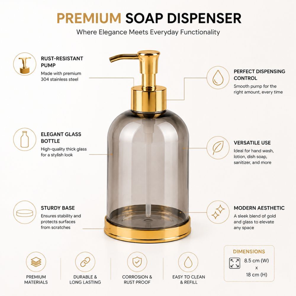 Luxury Bathroom And Kitchen Countertop Liquid Dispenser Accessory