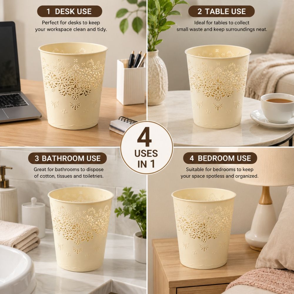Elegant Floral Desktop Waste Bin Compact Multi Purpose Storage Organizer