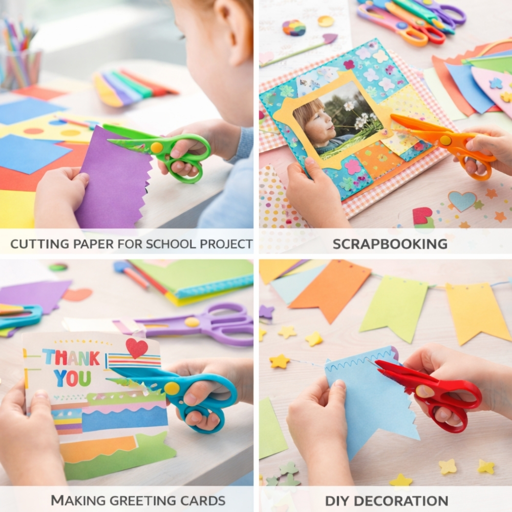 Kids Plastic Safety Craft Scissors For Paper Cutting 6pcs Set
