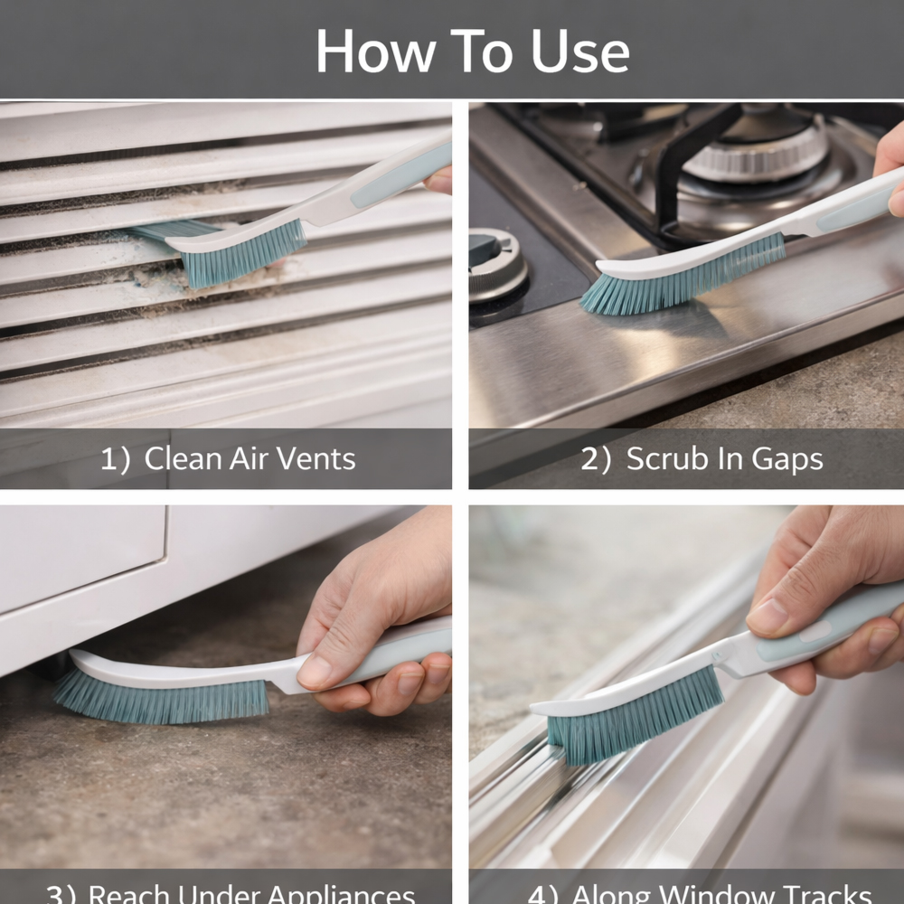 Multipurpose Channel Cleaning Brush – Slim Window Track & Sliding Door Groove Cleaner Tool for Gaps, Corners & Narrow Spaces