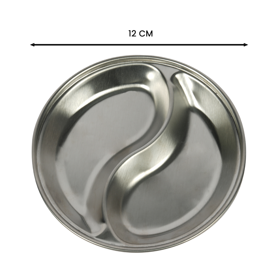 Stainless Steel Double Grid Sauce Dish (12cm)