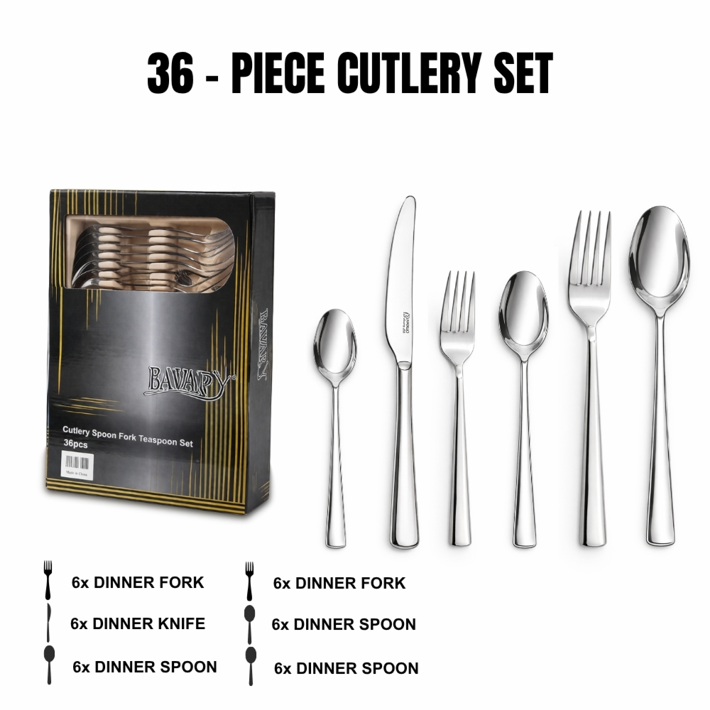 BAVARY 36 PIECE PREMIUM STAINLESS STEEL CUTLERY SET