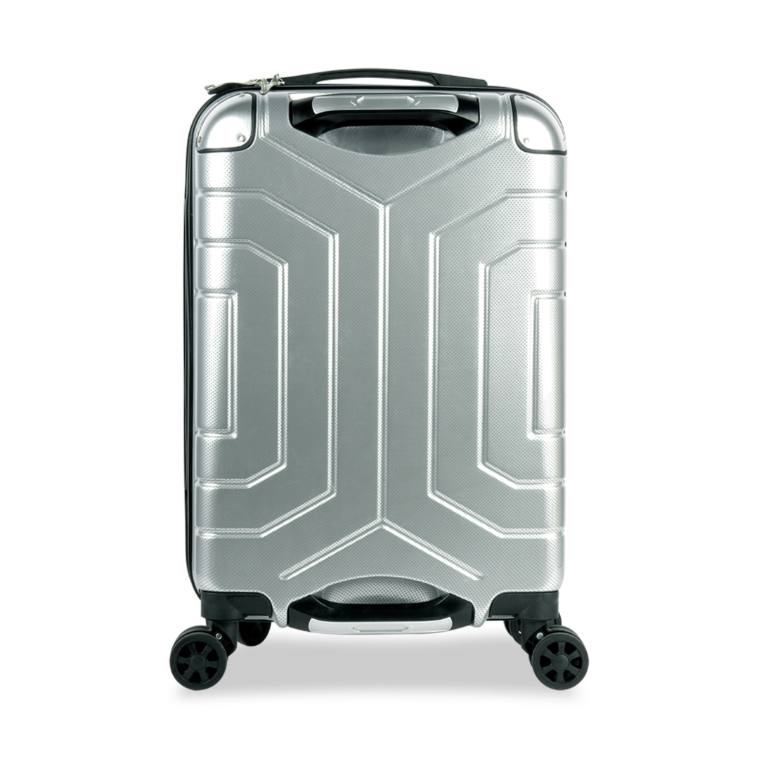 20-Inch Hard Shell Cabin Trolley Suitcase – Silver | Carry-On Travel Luggage with Combination Lock
