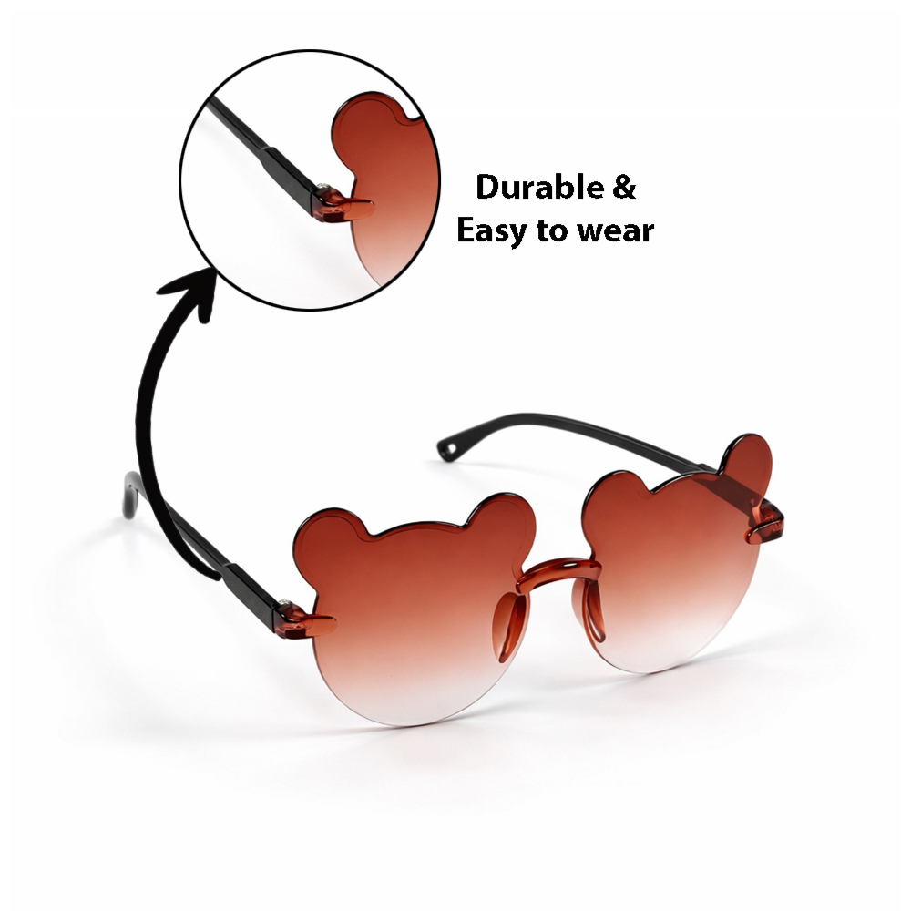 Kids Cartoon Bear Shape Sunglasses – 2 Piece Set Cute Fashion Summer Sunglasses for Children
