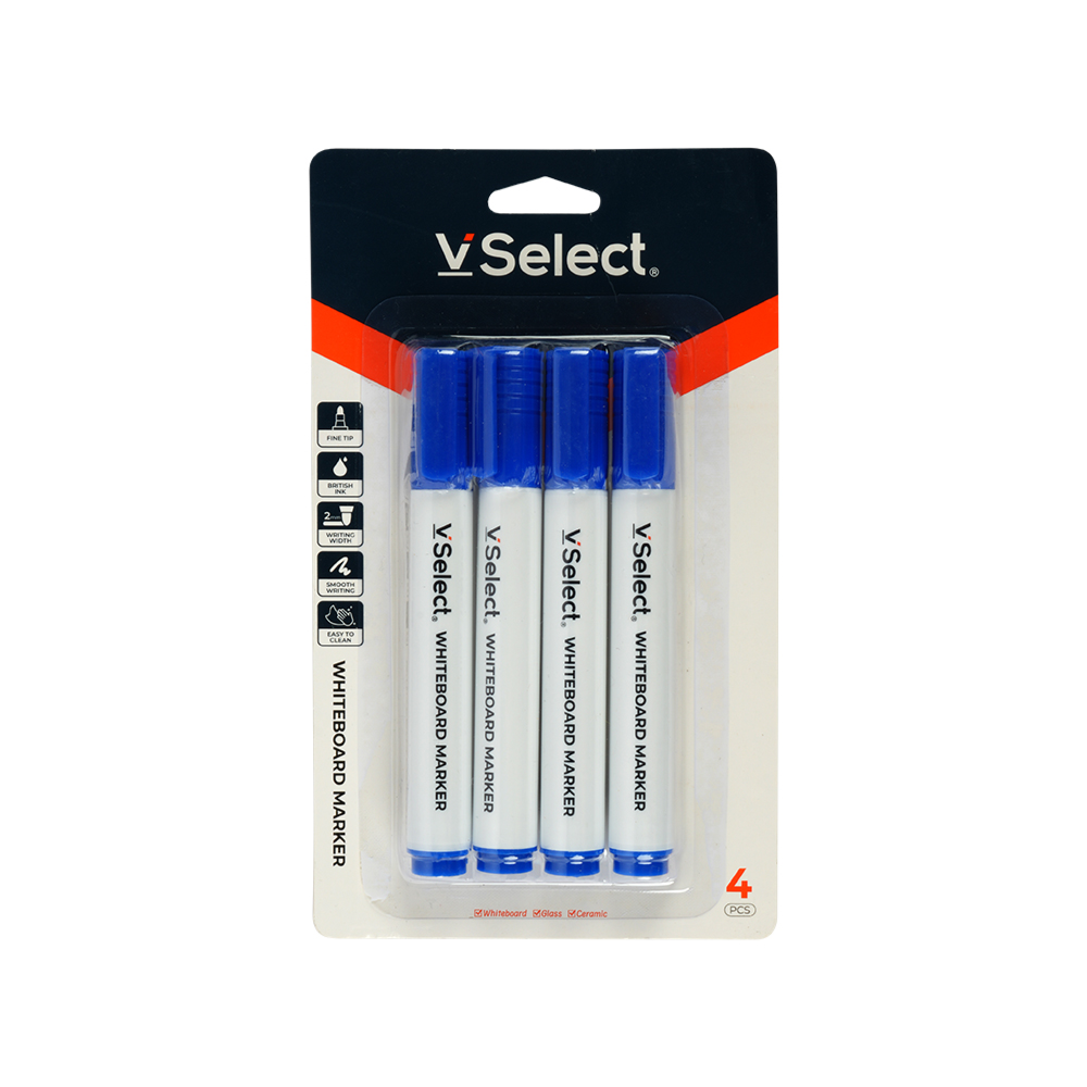 Premium Whiteboard Marker 4 PCS Blue – Fine Tip Smooth Writing Dry Erase Markers for Office, School & Classroom Use