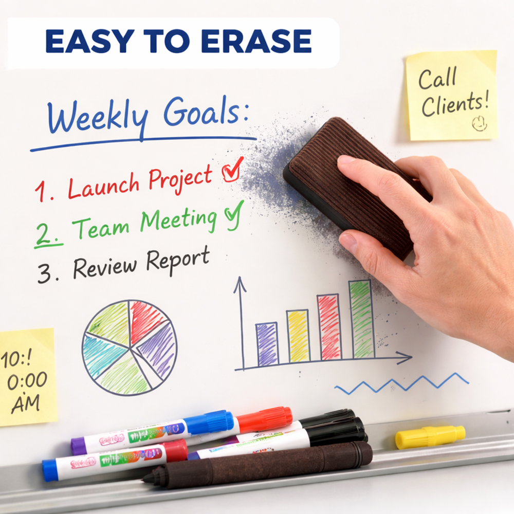Premium Whiteboard Marker And Eraser Set for Office and School Supplies Pack