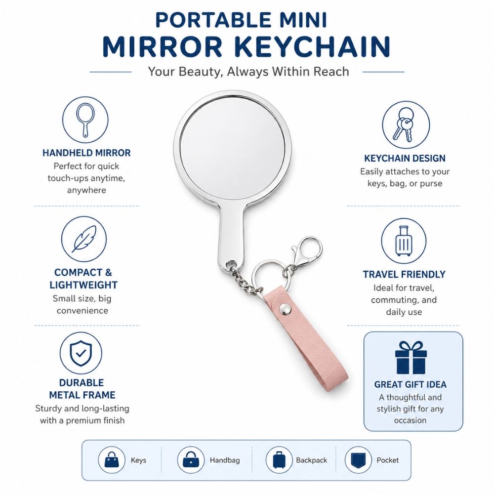 Premium Portable Mini Handheld Mirror Keychain
