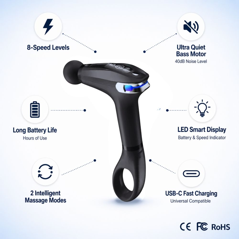 Hb 005 Long Handle Portable Fitness Massage Gun For Muscle Recovery & Slimming / Fascial Massage Gun