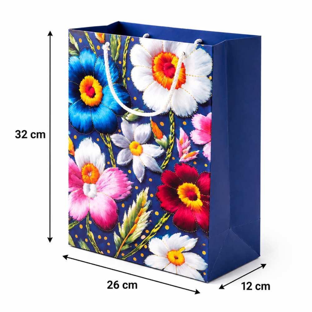 Deluxe Floral Wreath Premium Paper Gift Bag – 32Cm