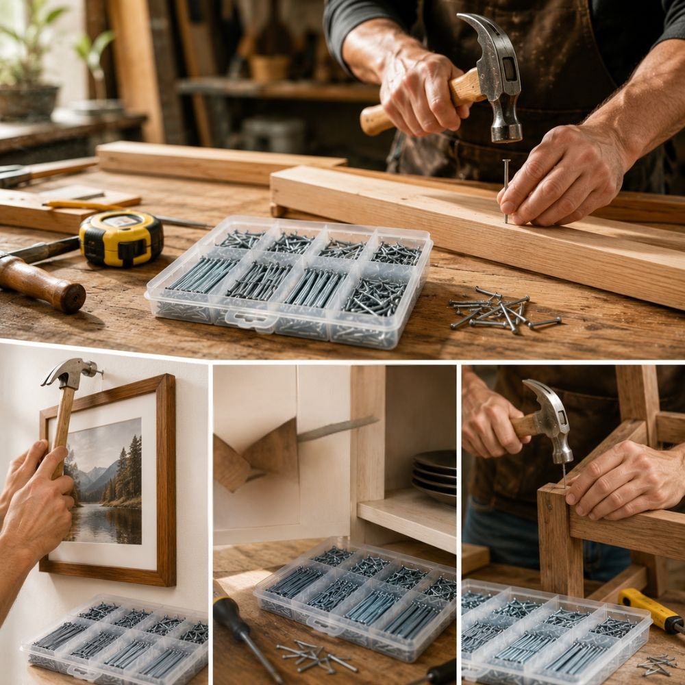 Romantic Ultra-Durable 560-Piece Galvanized Steel Nail Assortment Kit With Organizer Box, 19X12Cm