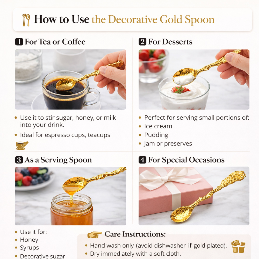 Gold Plated Decorative desert spoon – 11cm