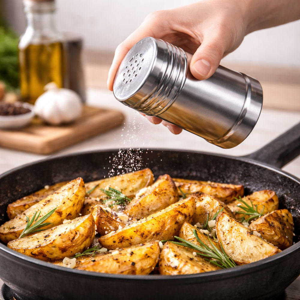 Salt & pepper shaker 3pcs set (table spice jar ,stainless steel pepper jar ,refillable spice dispenser)
