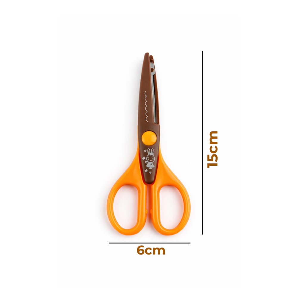Safety Student Scissors (6") – Blunt Tip with Protective Blade Cover (Orange/Brown)