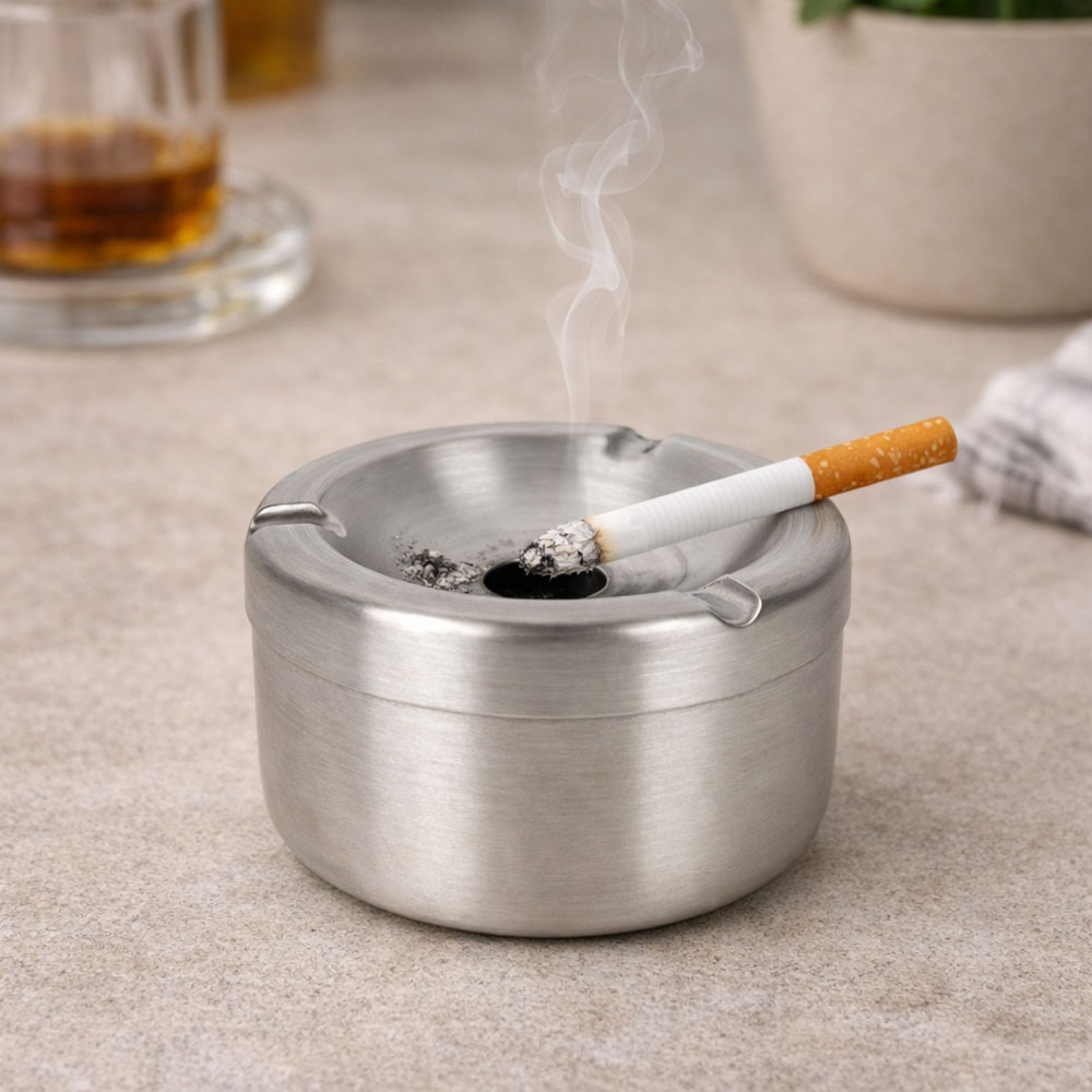 Stainless Steel Windproof Ashtray With Lid -10Cm