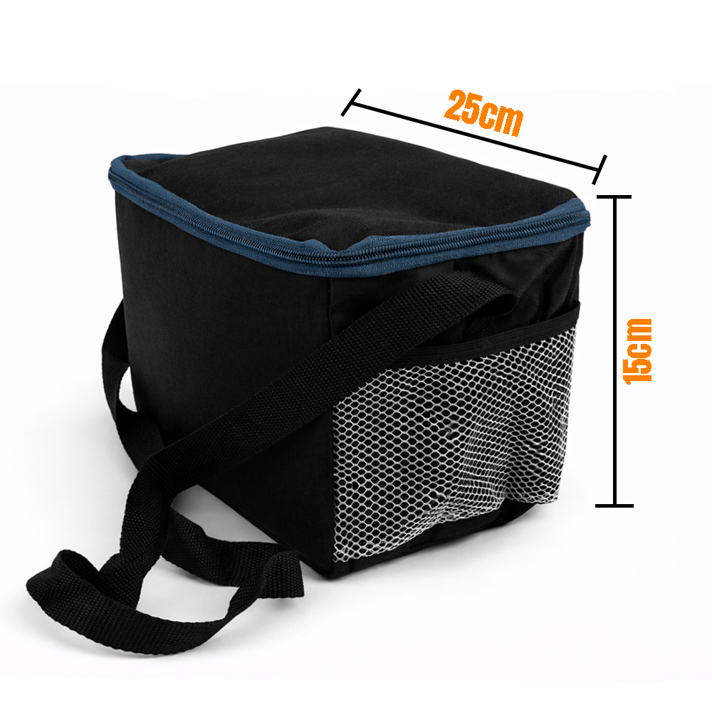 Insulated Portable Thermal Lunch Bag With Adjustable Shoulder Strap Black