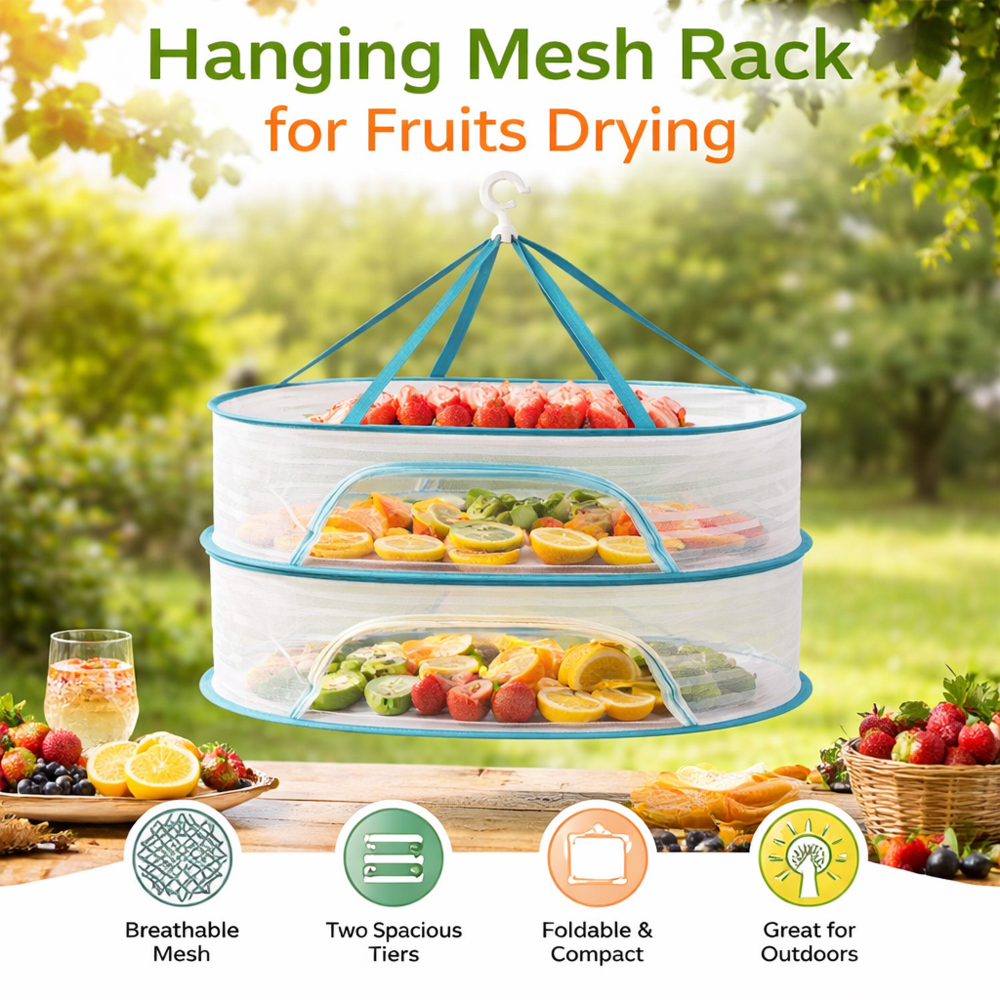 Multipurpose Hanging Clothes Drying Rack with Clips – Plastic Laundry Clip Hanger Organizer (40×40cm)