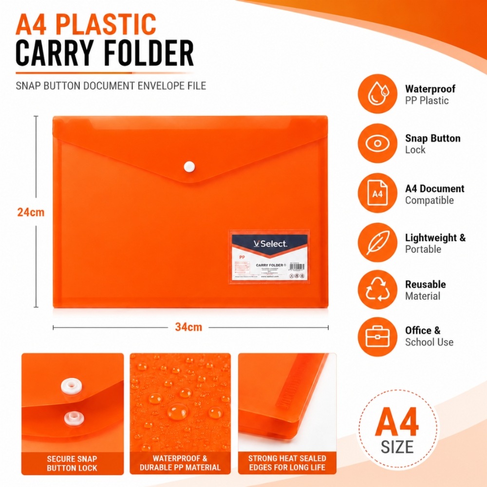 Document Folder – Durable Button File Organizer (34Cm X 24Cm)