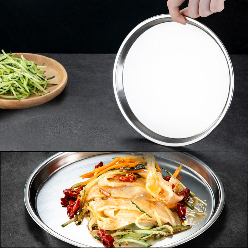 Premium Stainless Steel Round Dinner Plate 29cm – Heavy Duty Kitchen & Dining Food Serving Plate