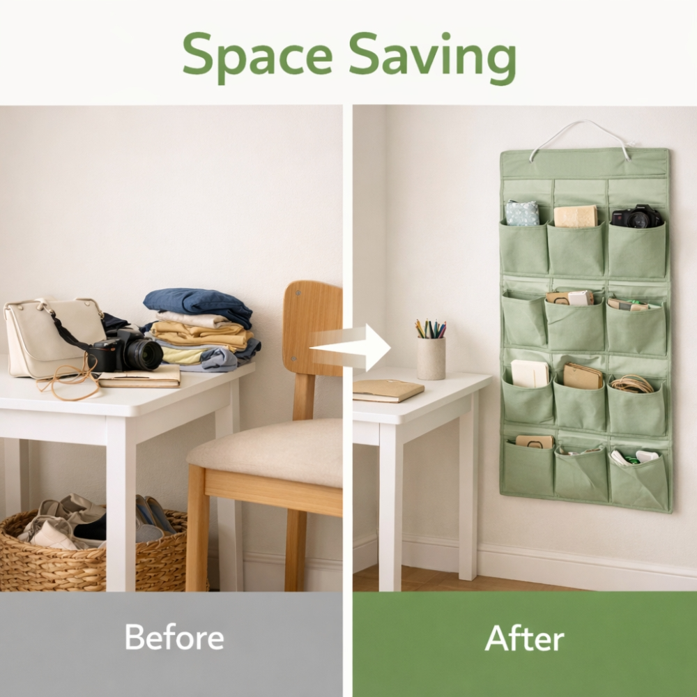 Premium Hanging Storage Organizer Bag 40x89cm – Multi-Pocket Closet & Door Organizer with Durable Fabric & Space Saving Design
