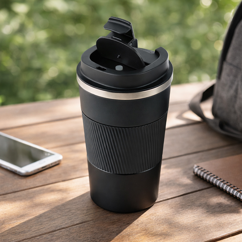 Premium Stainless Steel Vacuum Insulated Travel Cup – 14.5cm Leakproof Coffee Mug with Lid for Hot & Cold Drinks