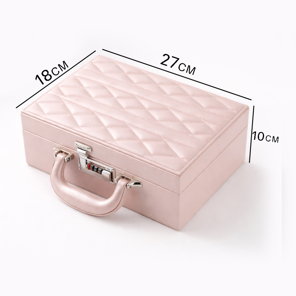 Elegant Portable Jewelry Organizer Box With Mirror & Handle – Multi-compartment Storage Case For Rings, Earrings & Accessories (27cm X 18cm X 10cm)