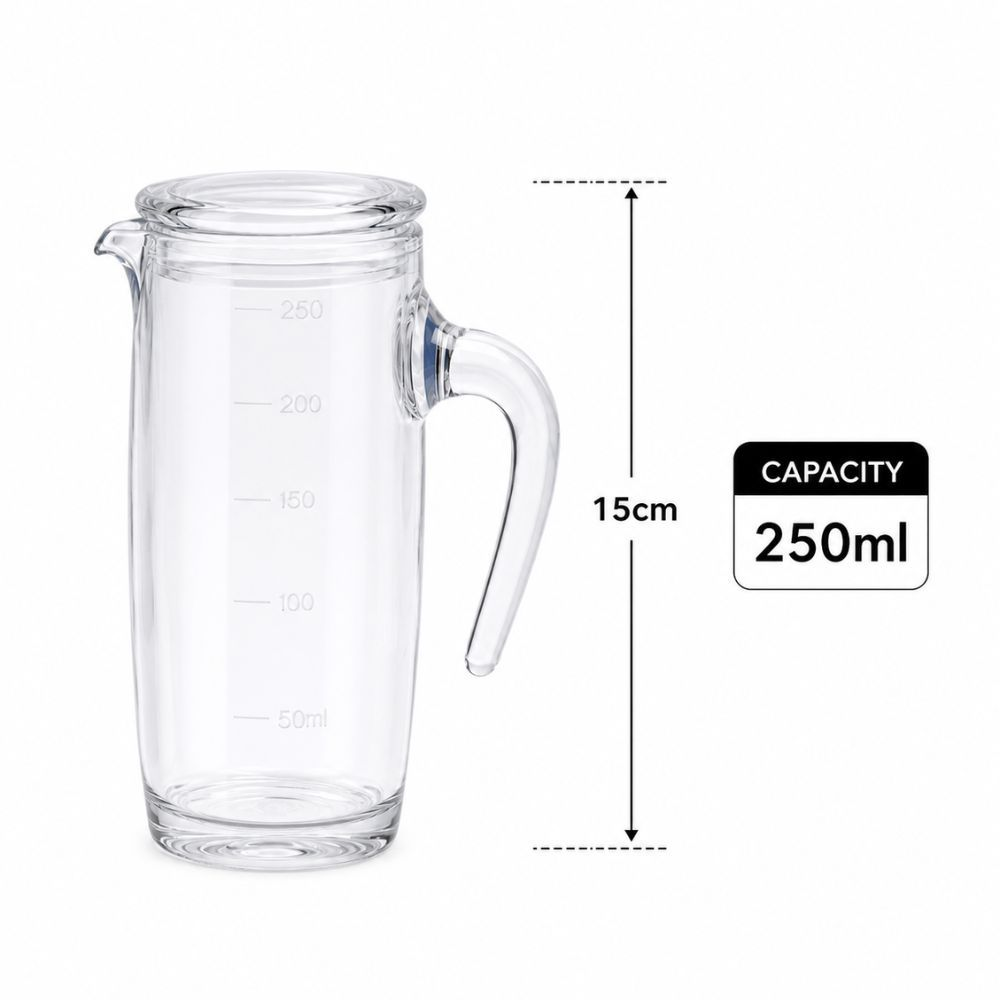 Professional Transparent Acrylic Shatterproof Jug – 250Ml Measuring Pitcher
