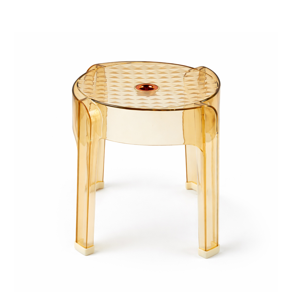 Modern Acrylic Stacking Stool space-saving stackable design(Height: 28cm)-Amber Gold