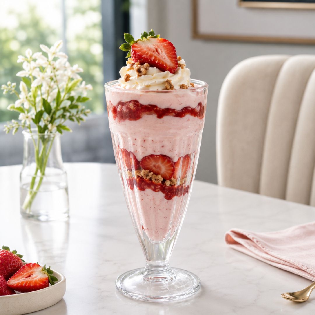 Minimalist Paneled Glass Sundae Milkshake Fountain Glass – 18 Cm – Transparent