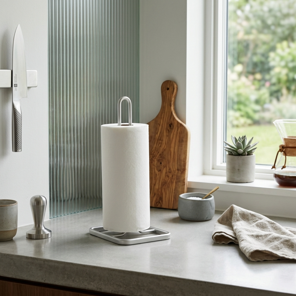 Modern Stainless Steel Versatile Kitchen Tissue Roll Holder And Organizer