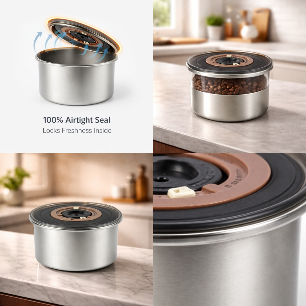 Stainless Steel Lunch Box 1L – Durable Food Storage Container (15cm × 9cm)