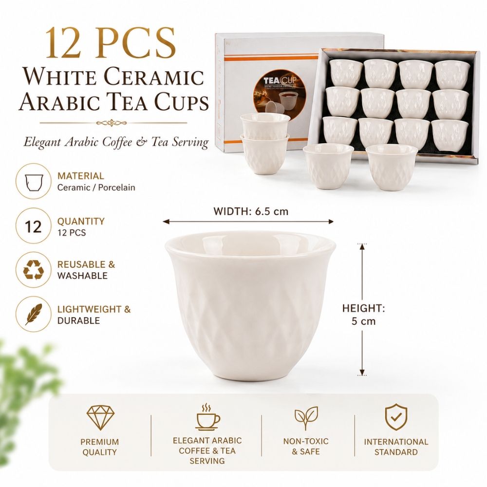 Retro Ceramic Arabic Tea Cups – (23Cm)