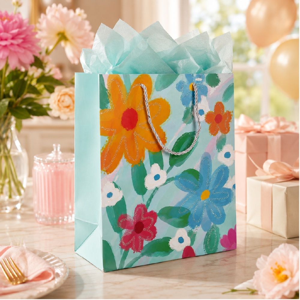 Elegant Floral Art Premium Paper Gift Bag – 32Cm