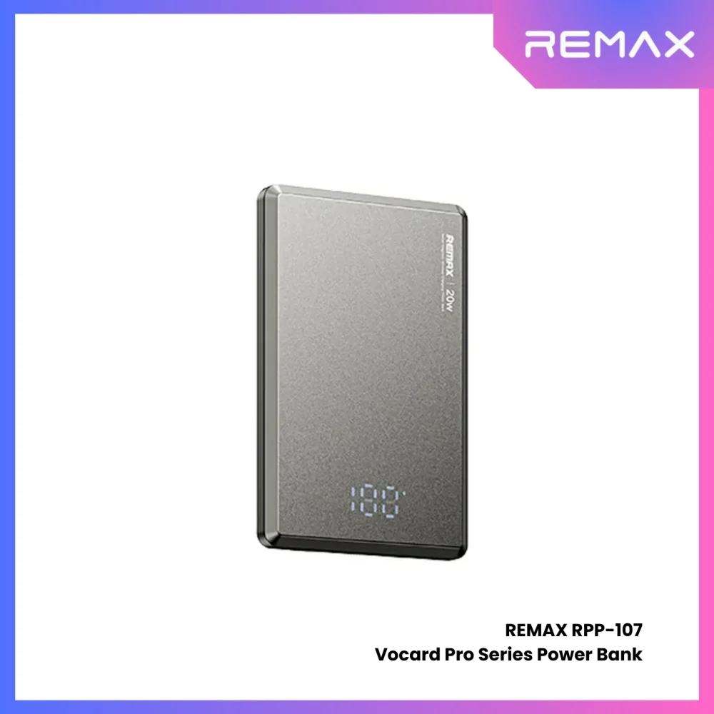 REMAX RPP-107 20W Metal Magnetic Wireless Charging Digital Display Portable Mobile Phone External Battery 5000mAh Power Bank