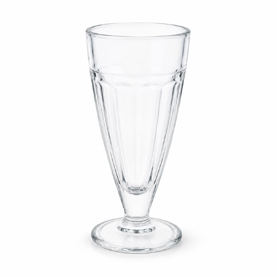 Minimalist Paneled Glass Sundae Milkshake Fountain Glass – 18 Cm – Transparent