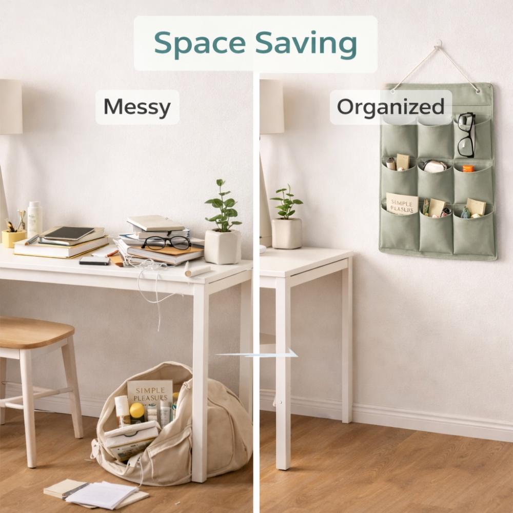 Hanging Storage Organizer Bag 78cm – Multi-Pocket Wardrobe Door Closet Storage Bag for Clothes, Accessories & Home Organization (78x45cm)