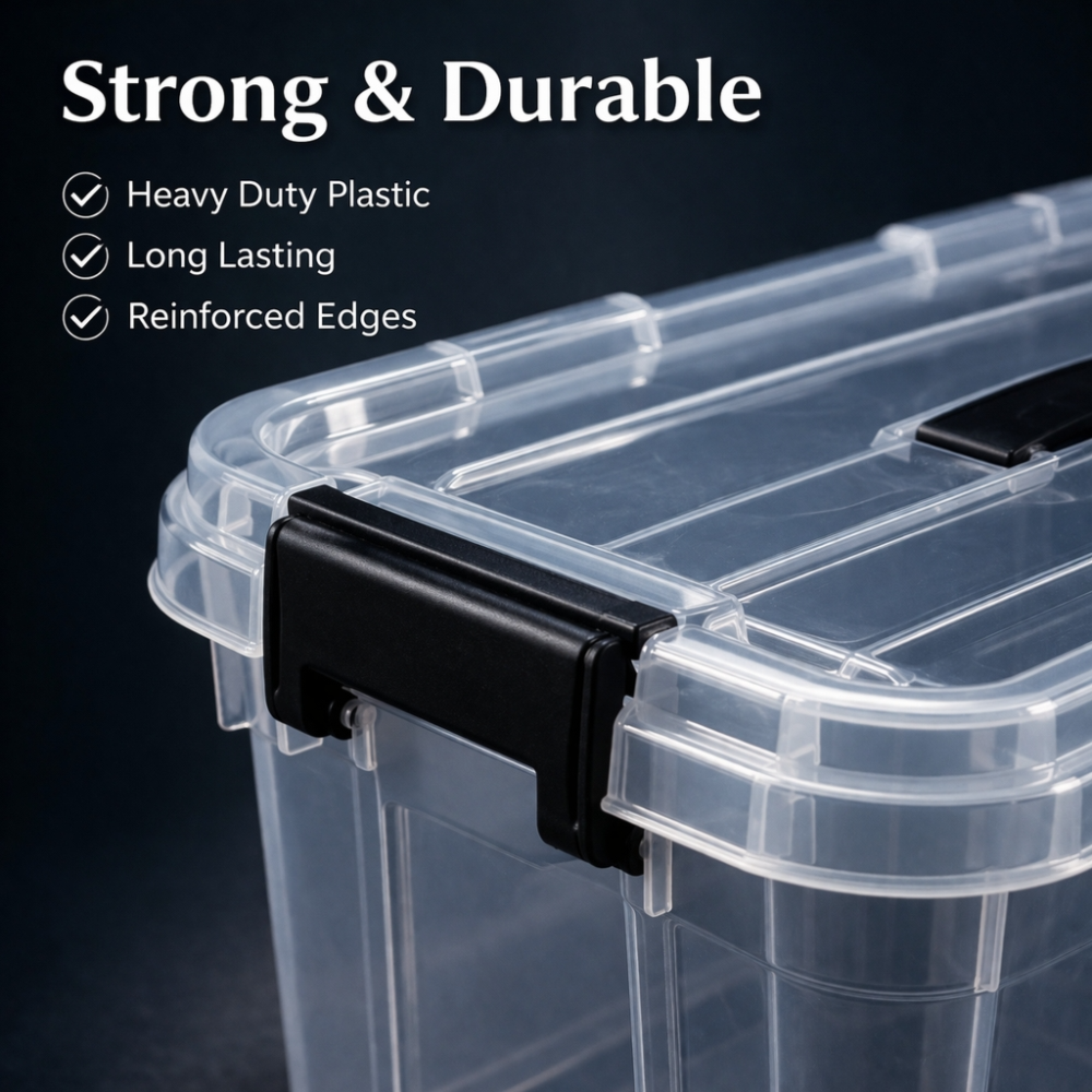 Multi-Purpose Transparent Storage Box with Smooth-Rolling Wheels- (50L)