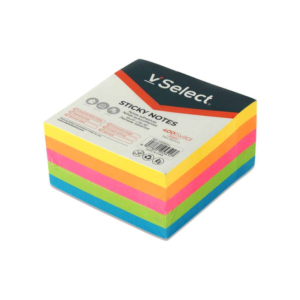 Premium Sticky Notes 76mm x 76mm – 400 Sheets Colorful Self-Adhesive Memo Pads for Office, School & Home Use