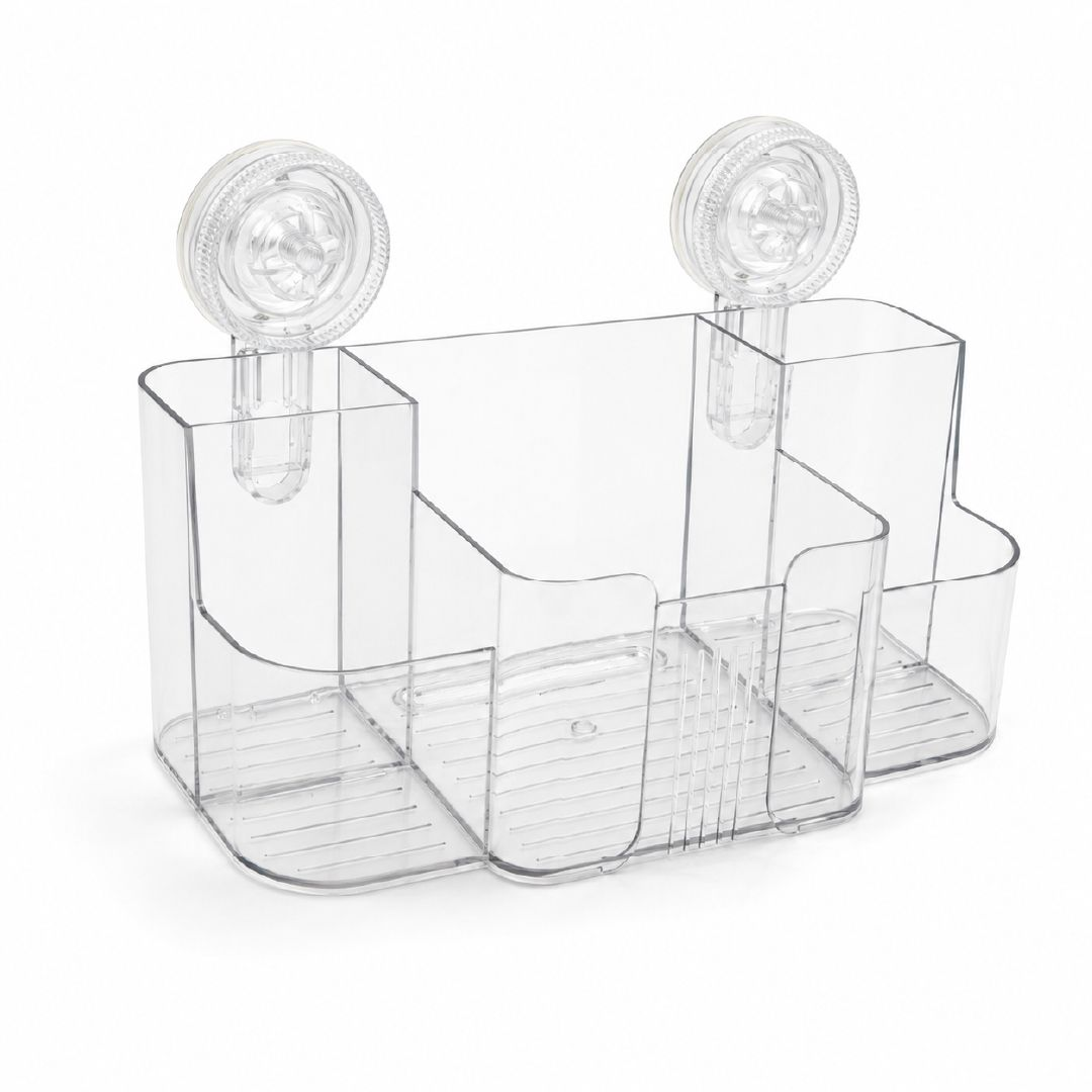 Eco-Conscious Clear Acrylic Addis Invisifix Bathroom Toothbrush Caddy Holder With Suction Mounts – 11 X 26 Cm – Transparent