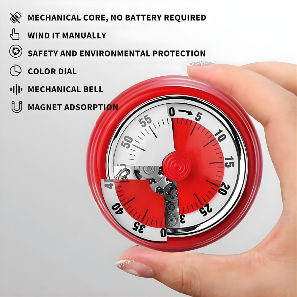 60 Minute Mechanical Countdown Timer   Analog Timer For Kitchen, Home, Study, Office & Daily Time Management (Size 8cm X 3.5cm)