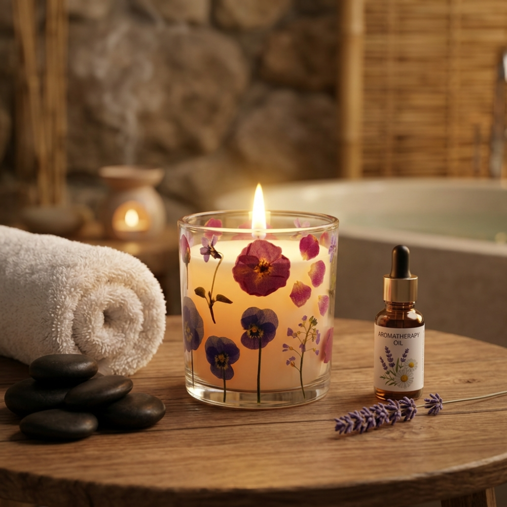 Premium Dried Flower-Scented Candle with Elegant Gift Box
