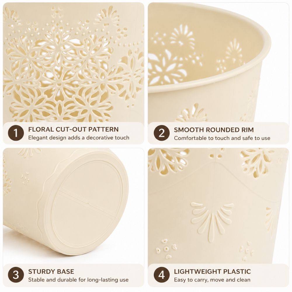 Elegant Floral Desktop Waste Bin Compact Multi Purpose Storage Organizer