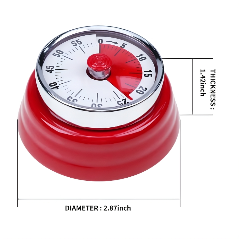 60 Minute Mechanical Countdown Timer   Analog Timer For Kitchen, Home, Study, Office & Daily Time Management (Size 8cm X 3.5cm)