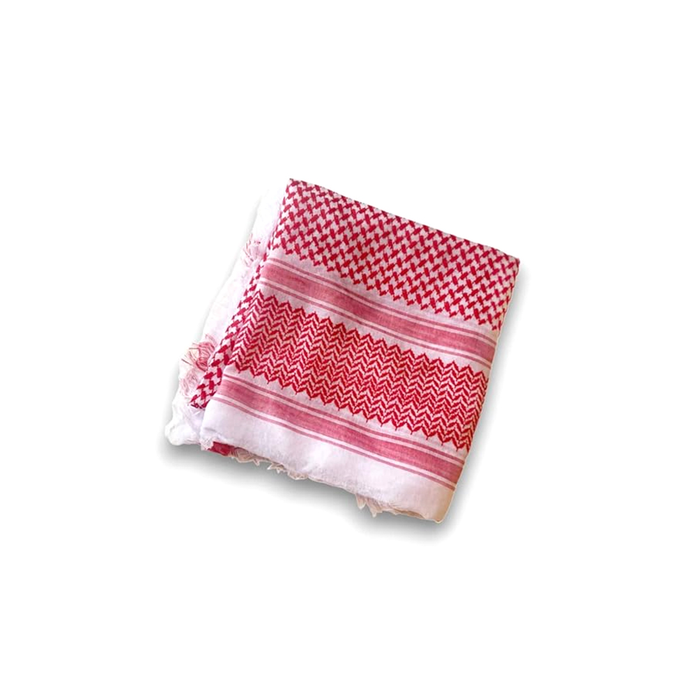 Premium Men’s Arab Shemagh Kaffiyeh - Classic Red & White