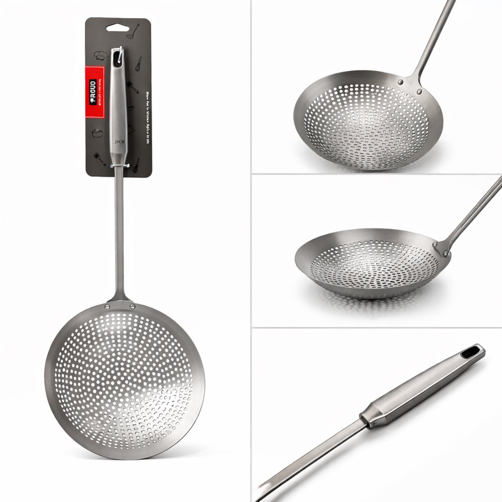 Professional Stainless Steel Skimmer Spoon (46cm), Slotted Skimmer, Colander Spoon