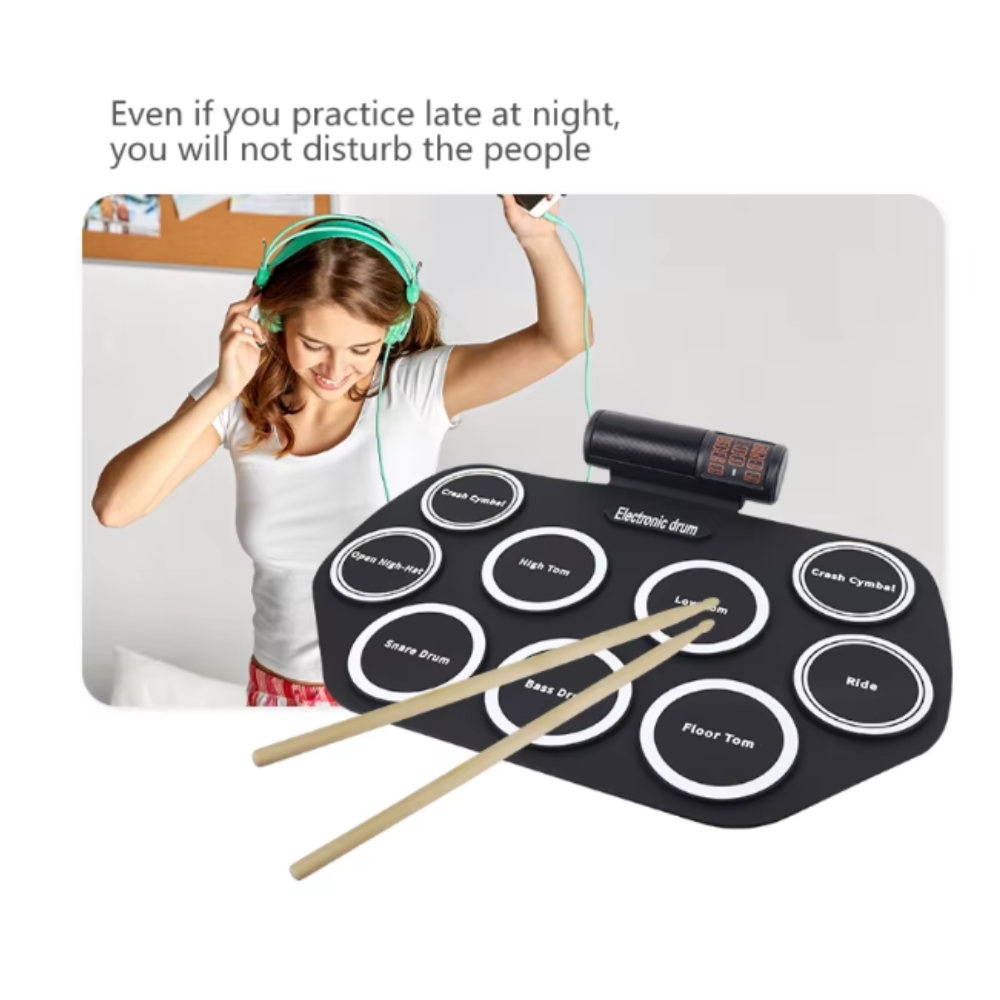 Roll Up Portable Foldable Drum Kit | Beginner Electronic Percussion Pad